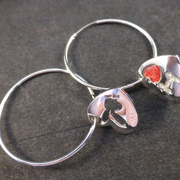 Playboy Hoop Earrings I Love Bunny Heart Charm y2k - Picture 5 of 9